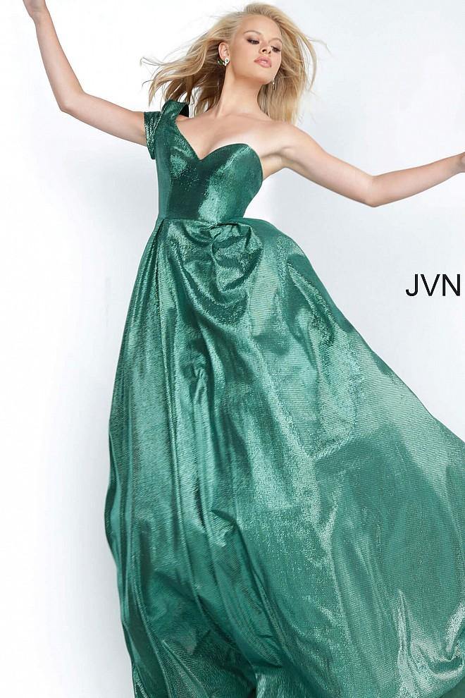 JVN By Jovani Long Prom Ball Gown JVN4389 Emerald - The Dress Outlet Jovani