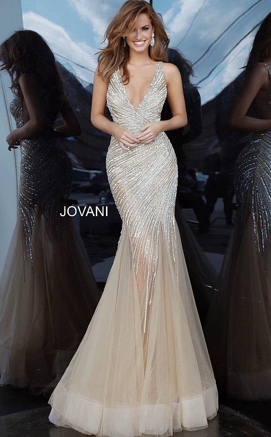 JVN By Jovani Long Formal Beaded Prom Dress JVN4741 - The Dress Outlet Jovani