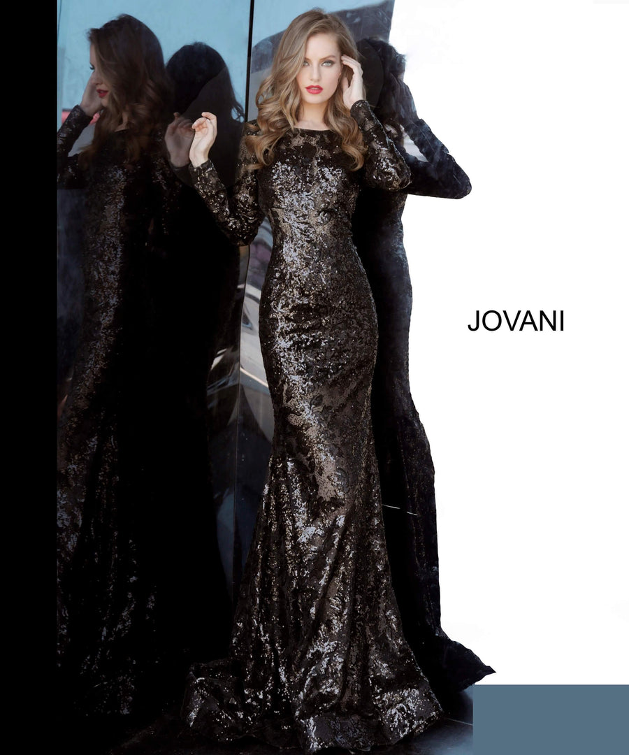 JVN By Jovani Long Sleeve Prom Formal Gown JVN55535 - The Dress Outlet Jovani