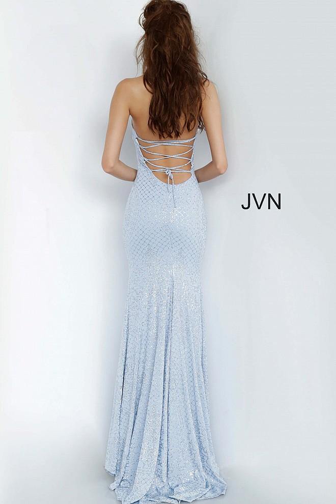 JVN By Jovani Lace Up Back Jersey Prom Dress JVN60137 - The Dress Outlet Jovani