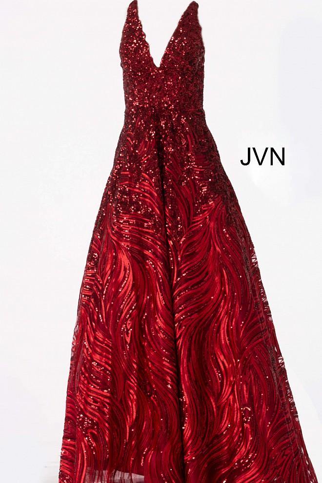 JVN By Jovani Long Formal V Neck Ball Gown JVN60641 - The Dress Outlet Jovani