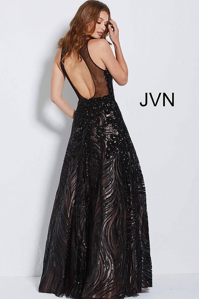 JVN By Jovani Long Formal V Neck Ball Gown JVN60641 - The Dress Outlet Jovani