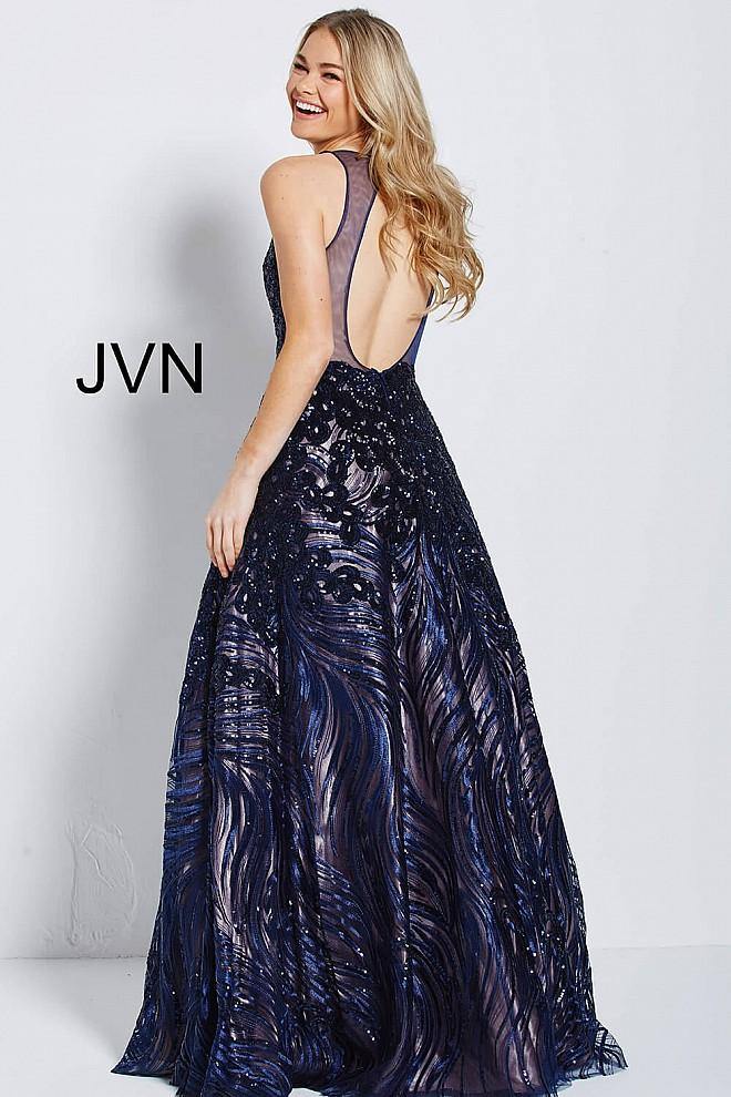 JVN By Jovani Long Formal V Neck Ball Gown JVN60641 - The Dress Outlet Jovani