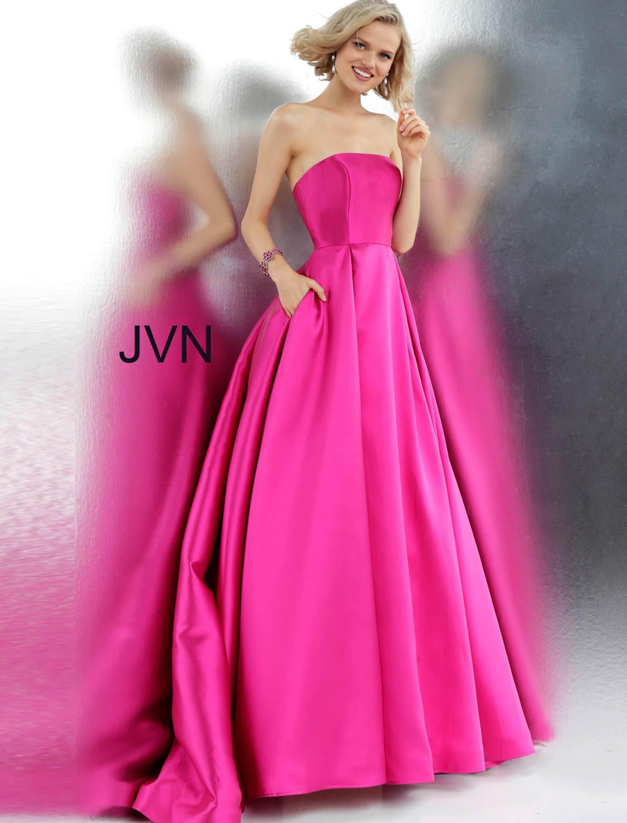 JVN By Jovani Prom Long Strapless Pleated Skirt Ball Gown JVN62633 - The Dress Outlet Jovani