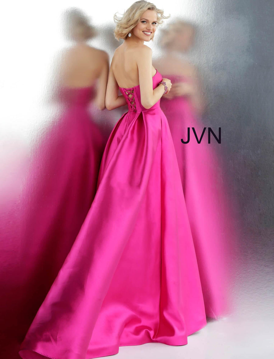 JVN By Jovani Prom Long Strapless Pleated Skirt Ball Gown JVN62633 - The Dress Outlet Jovani