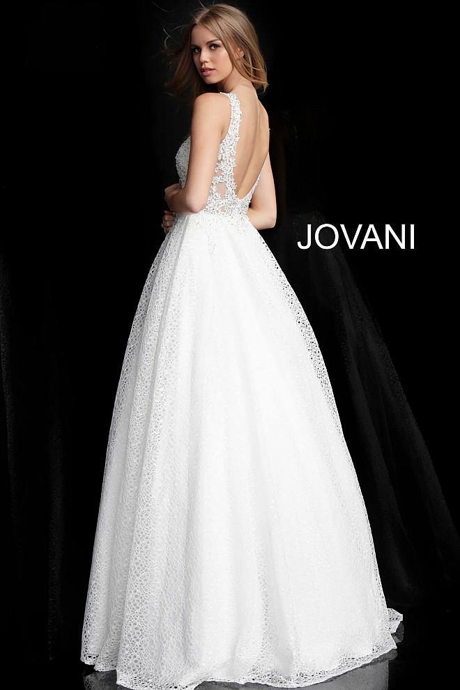 JVN By Jovani Long Ball Gown Prom JVN64105 Off White - The Dress Outlet Jovani