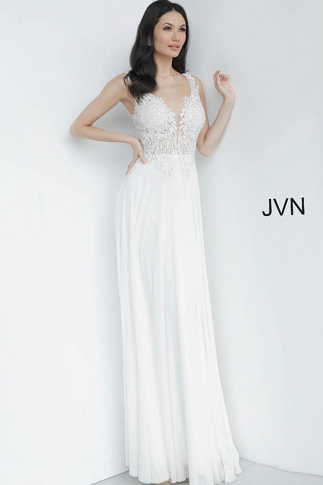 JVN by Jovani Prom Long Formal Dress JVN64107 White - The Dress Outlet Jovani