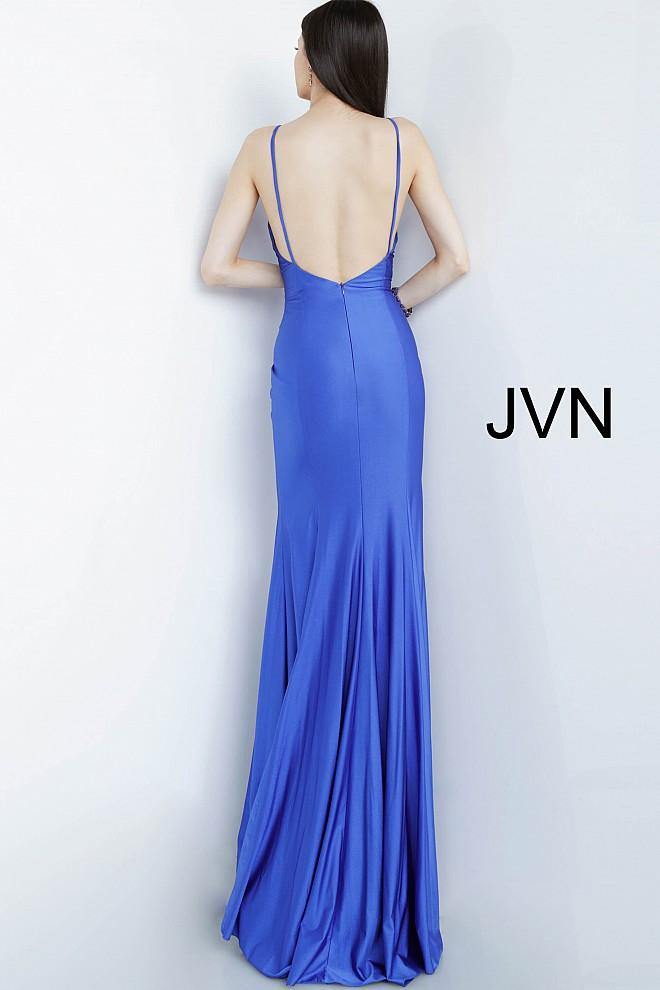 JVN By Jovani Long Formal Prom Dress JVN66714 Royal - The Dress Outlet Jovani