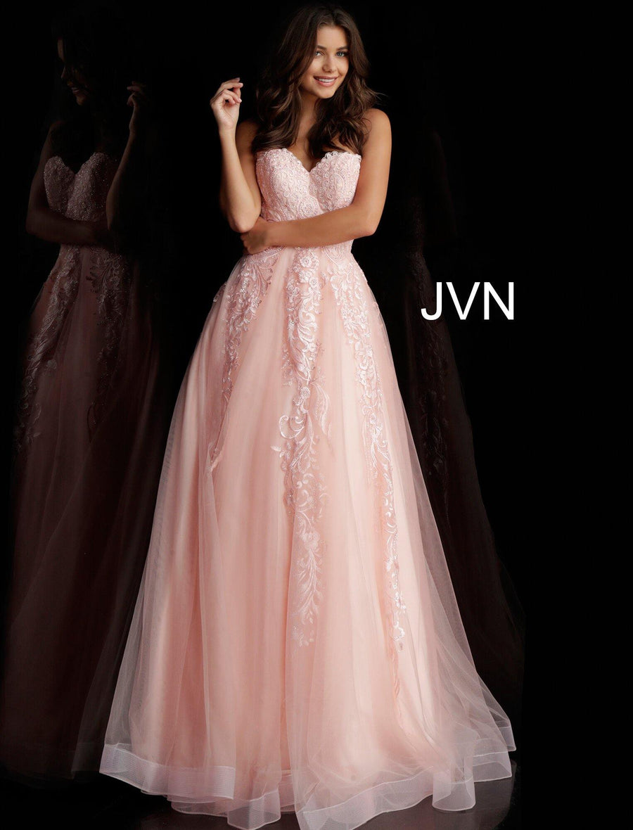 JVN By Jovani Strapless Beaded Prom Ball Gown JVN66970 - The Dress Outlet Jovani