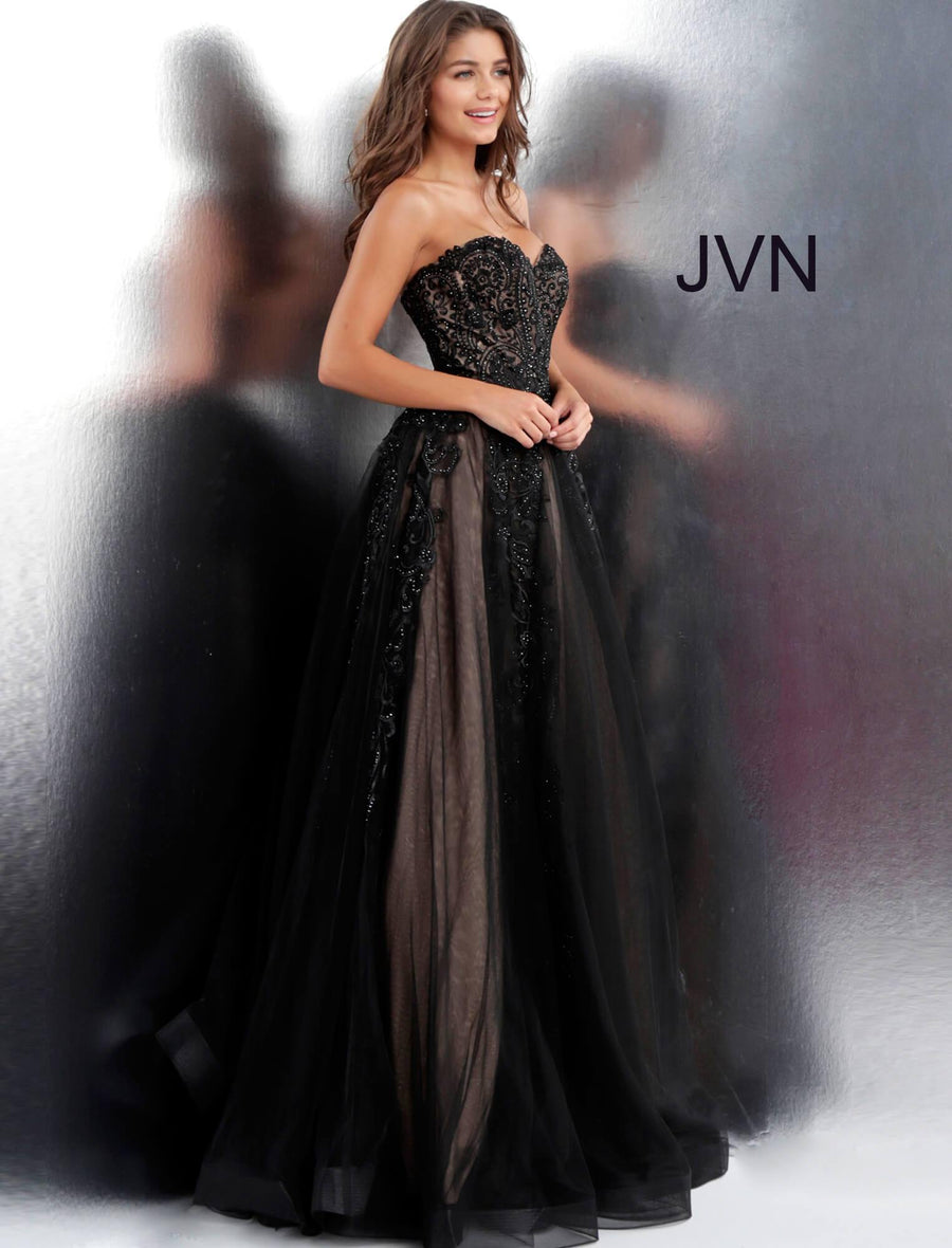 JVN By Jovani Strapless Beaded Prom Ball Gown JVN66970 - The Dress Outlet Jovani