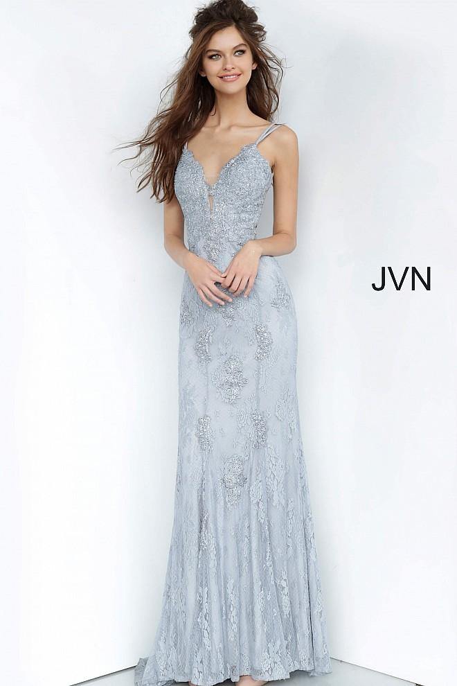 JVN By Jovani Long Fitted Formal Lace Prom Gown JVN66971 - The Dress Outlet Jovani