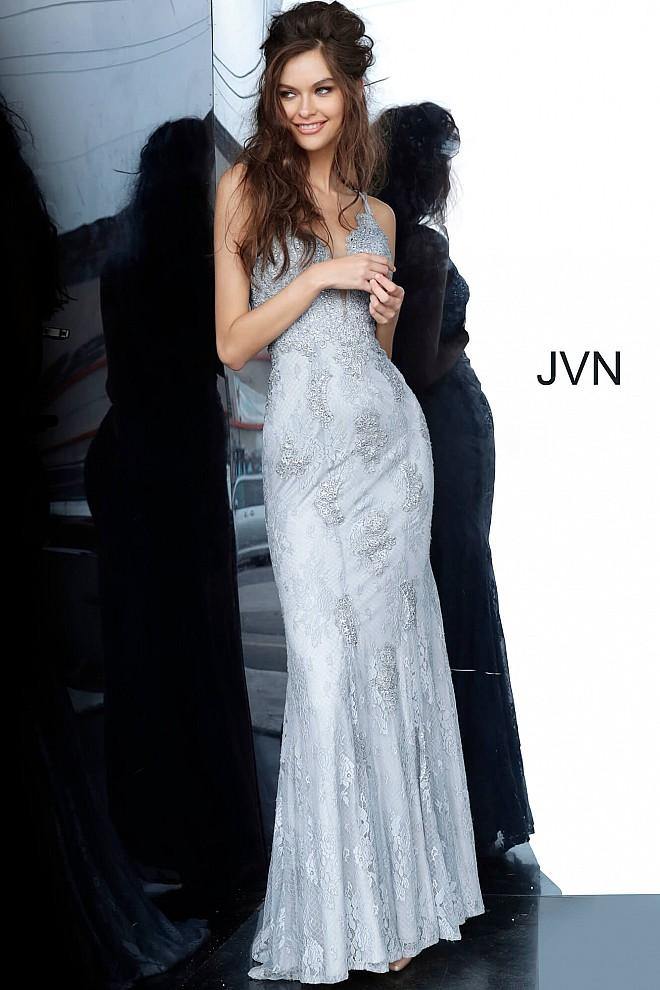 JVN By Jovani Long Fitted Formal Lace Prom Gown JVN66971 - The Dress Outlet Jovani