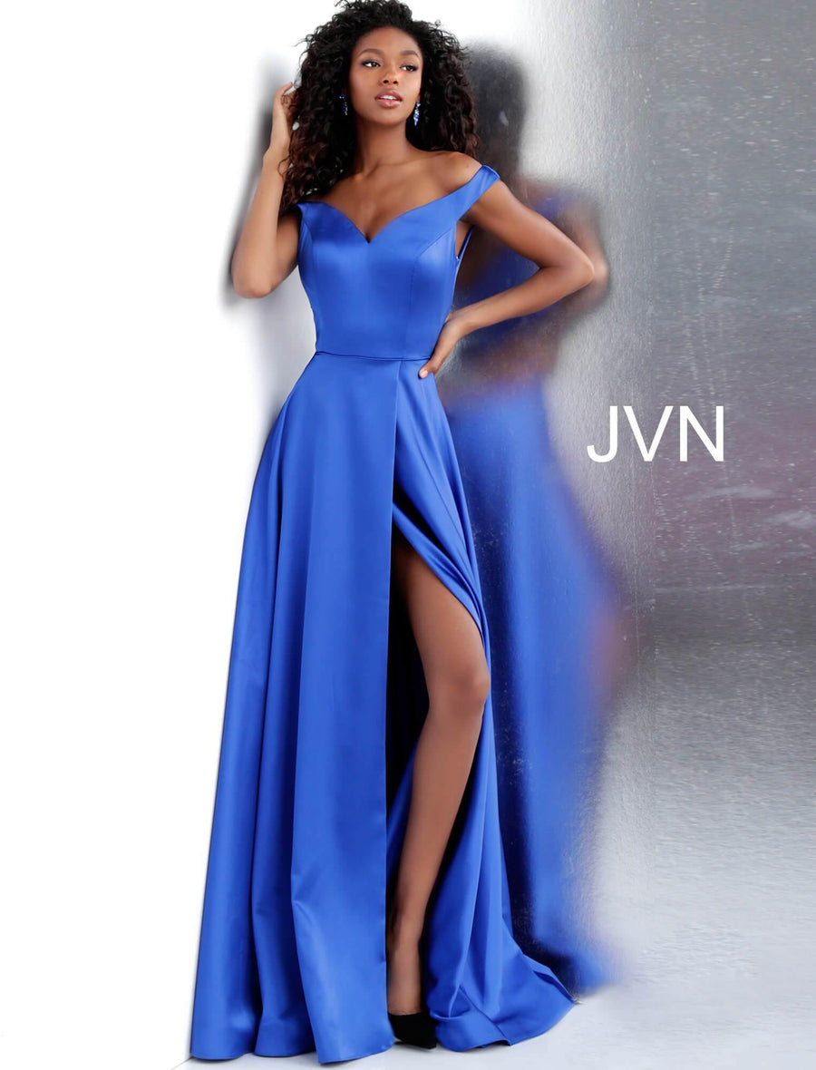 JVN By Jovani Off Shoulder High Slit Prom Dress JVN67752 - The Dress Outlet Jovani