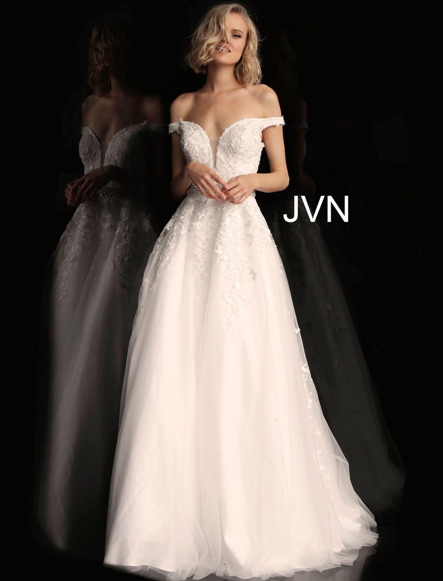 JVN By Jovani Prom Long Ball Gown JVN68620 Off White - The Dress Outlet Jovani