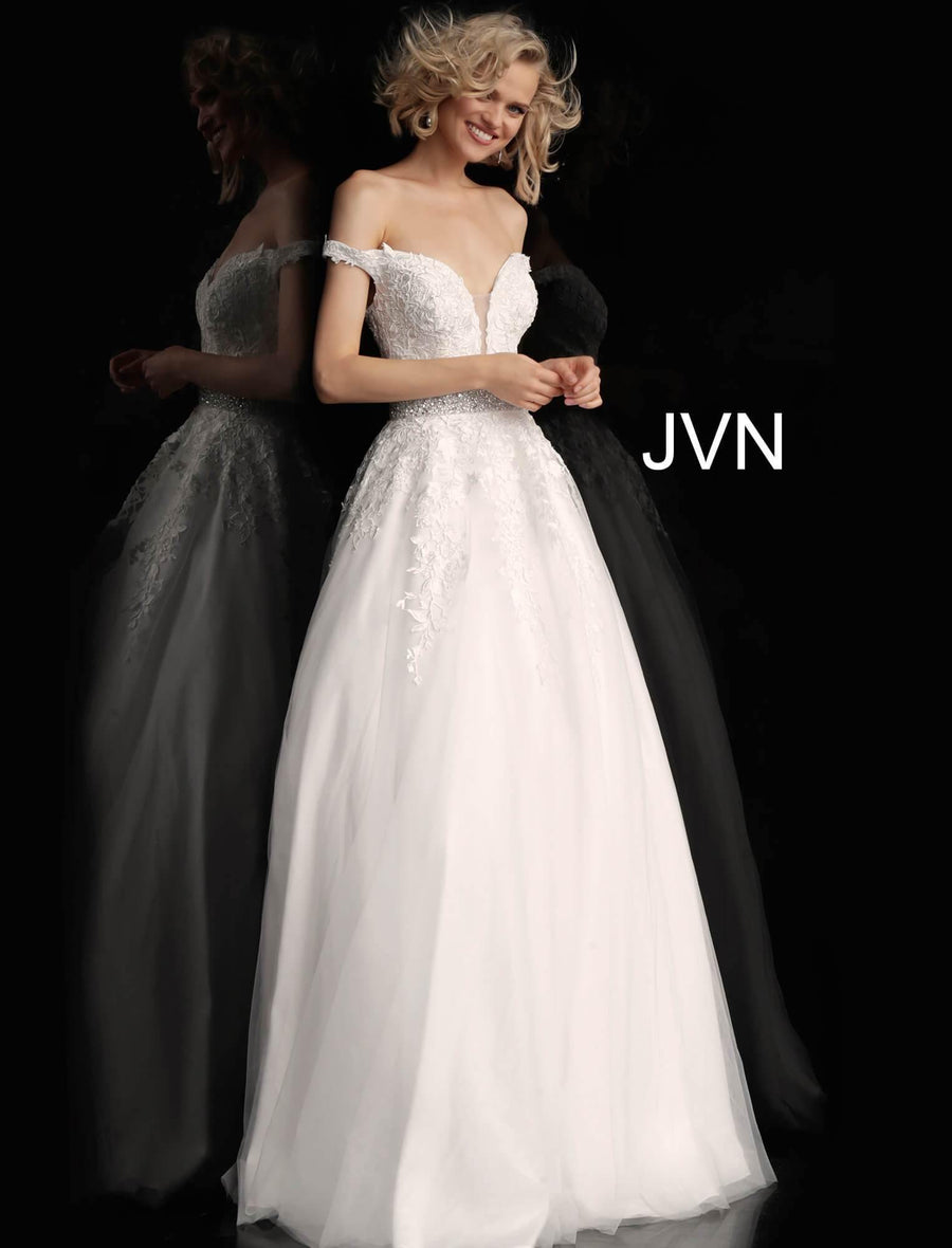 JVN By Jovani Prom Long Ball Gown JVN68620 Off White - The Dress Outlet Jovani