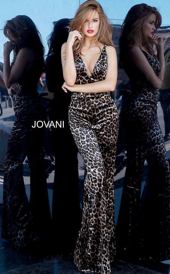 JVN By Jovani Prom Animal Print Jumpsuit JVN8012 - The Dress Outlet Jovani