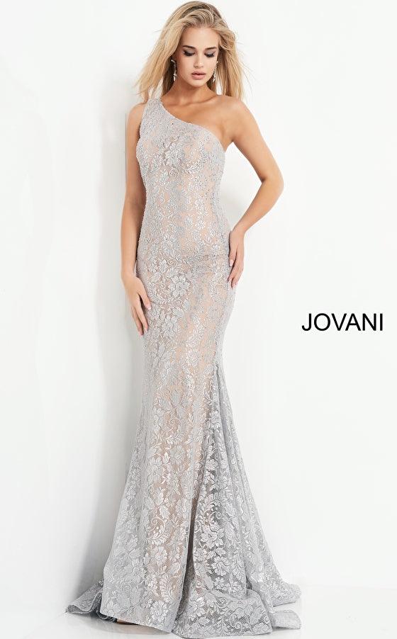 Jovani One Shoulder Long Prom Formal Lace Gown 00353 - The Dress Outlet