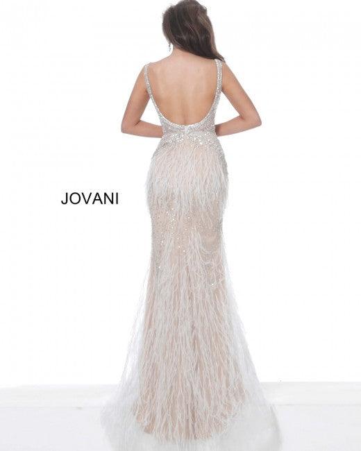 Jovani Prom Long Sleeveless Feather Dress 03023 - The Dress Outlet