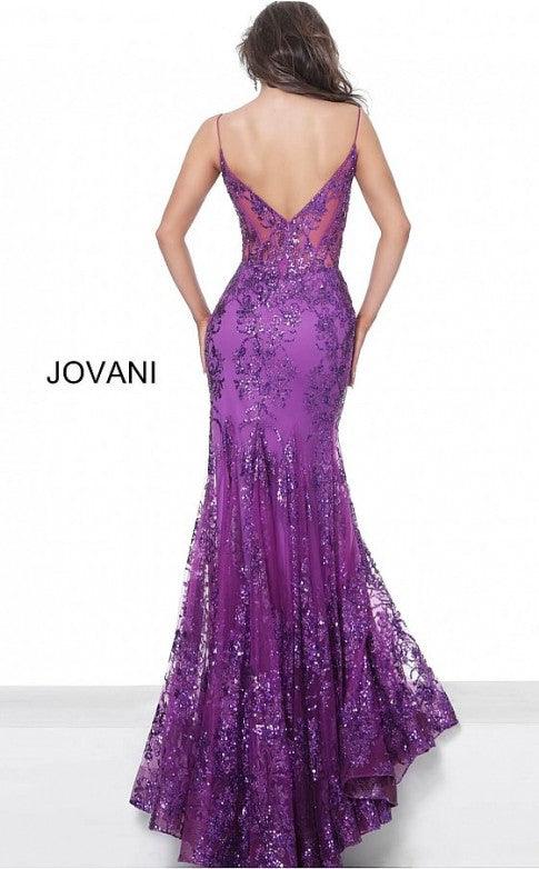 Jovani 3675 Prom Long Spaghetti Straps Mermaid Gown Plum