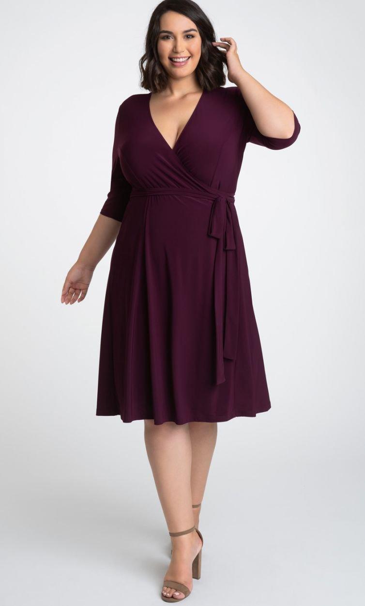 Kiyonna Essential Wrap Short Plus Size Dress - The Dress Outlet Kiyonna