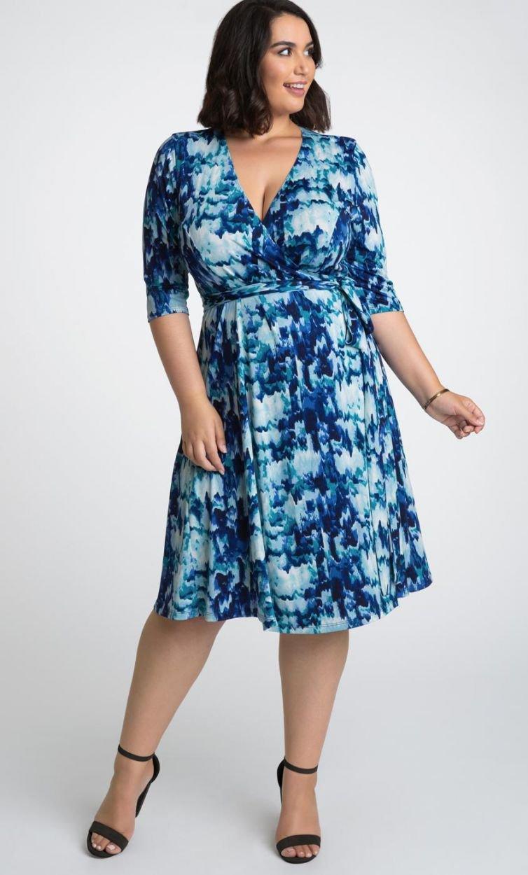 Kiyonna Essential Wrap Short Plus Size Dress - The Dress Outlet Kiyonna