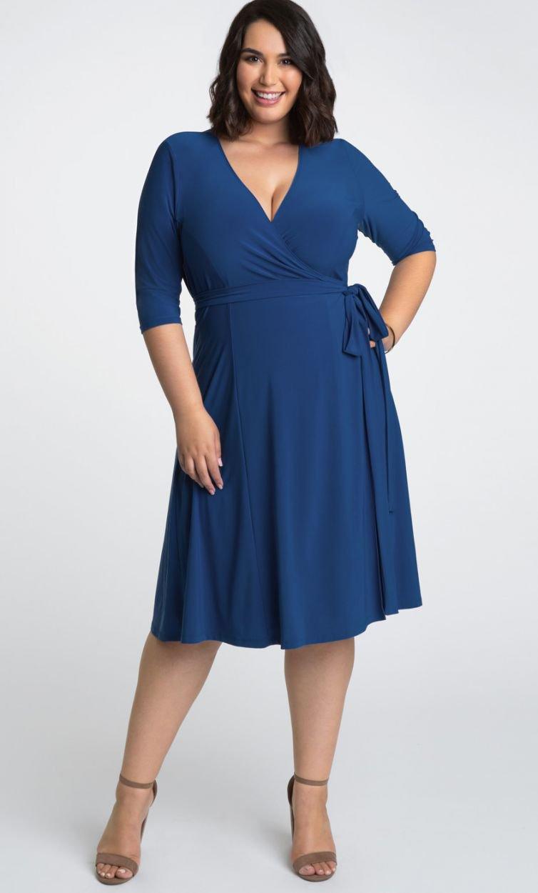 Kiyonna Essential Wrap Short Plus Size Dress - The Dress Outlet Kiyonna