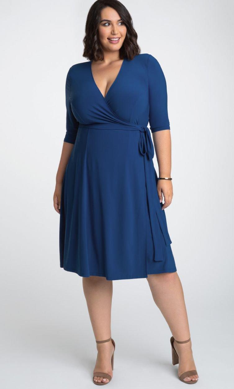 Kiyonna Essential Wrap Short Plus Size Dress - The Dress Outlet Kiyonna