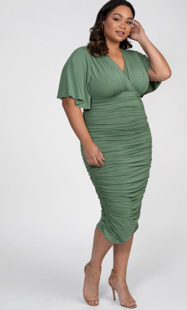 Kiyonna Fitted Ruched Dress - The Dress Outlet Kiyonna