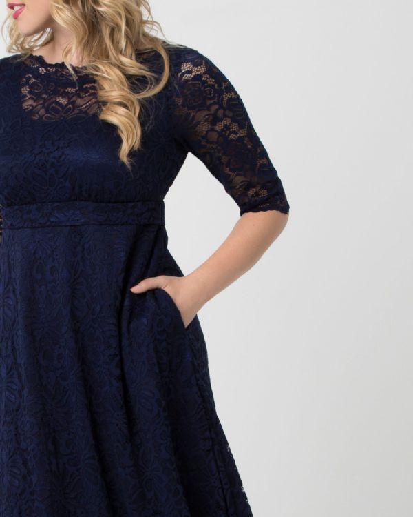 Kiyonna Long Plus Size Lace Dress - The Dress Outlet