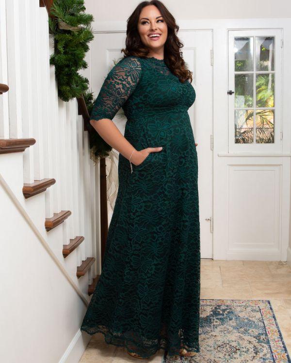 Kiyonna Long Plus Size Lace Dress - The Dress Outlet