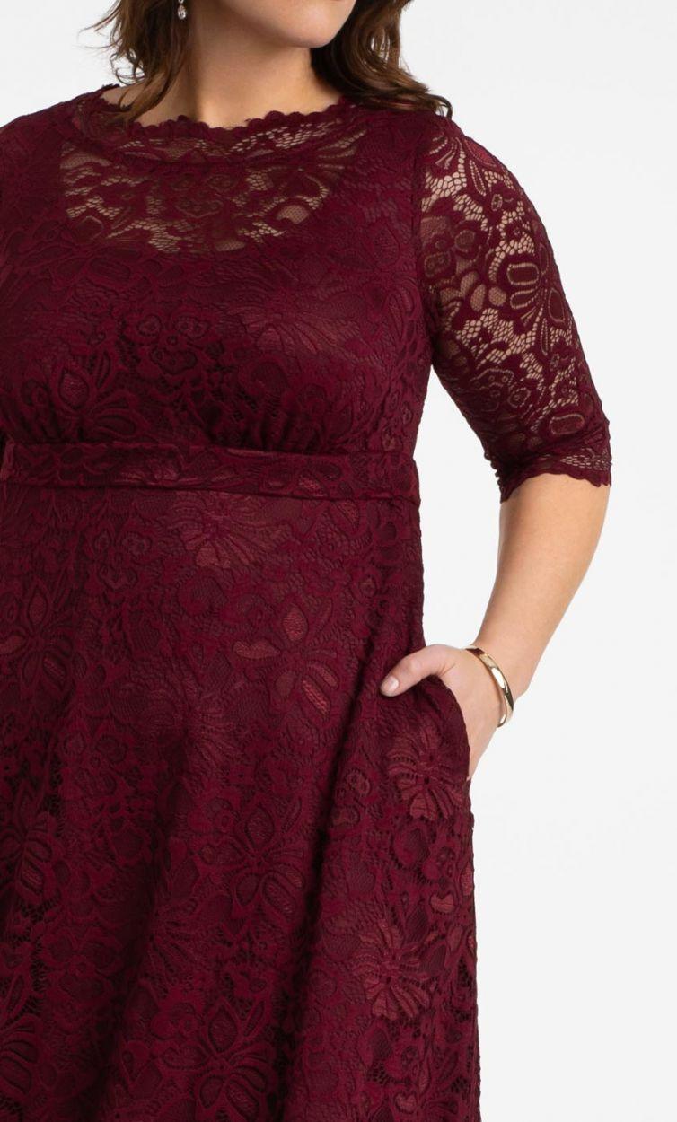 Kiyonna Long Plus Size Lace Dress - The Dress Outlet Kiyonna