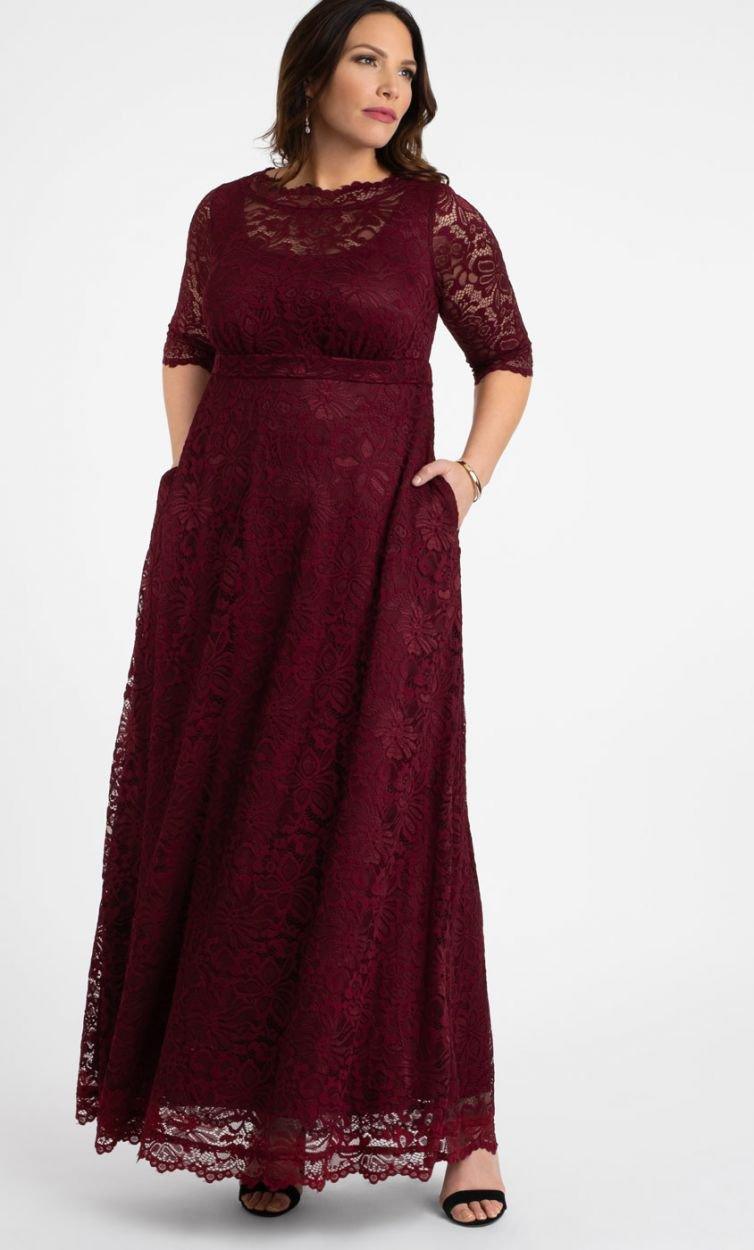 Kiyonna Long Plus Size Lace Dress - The Dress Outlet Kiyonna