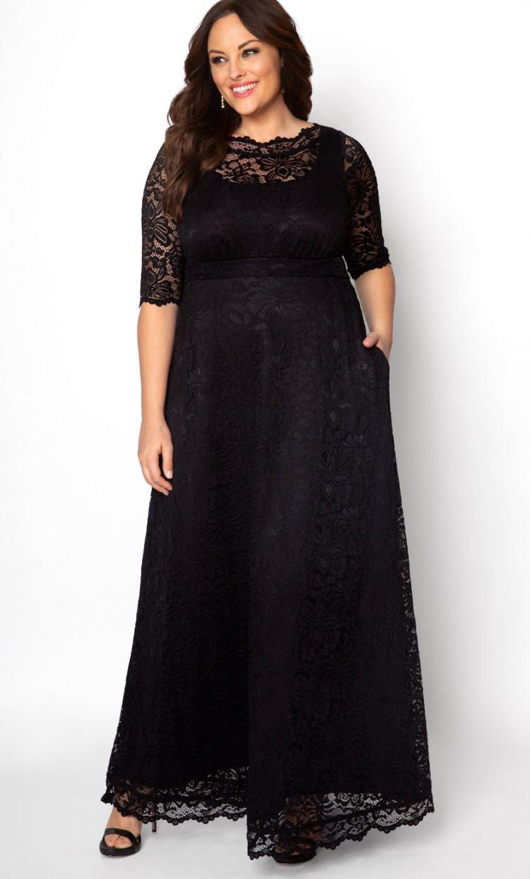 Kiyonna Long Plus Size Lace Dress - The Dress Outlet Kiyonna