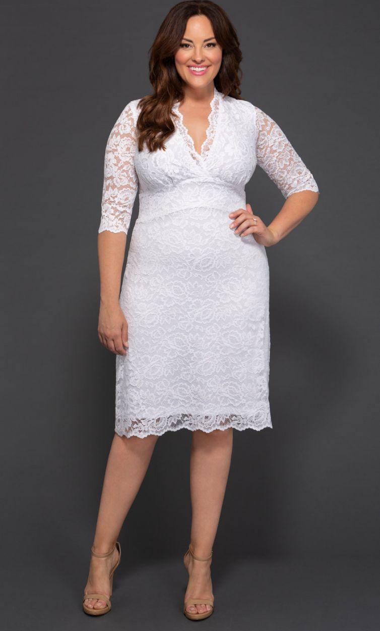 Kiyonna Luxe Lace Wedding Short Dress - The Dress Outlet Kiyonna