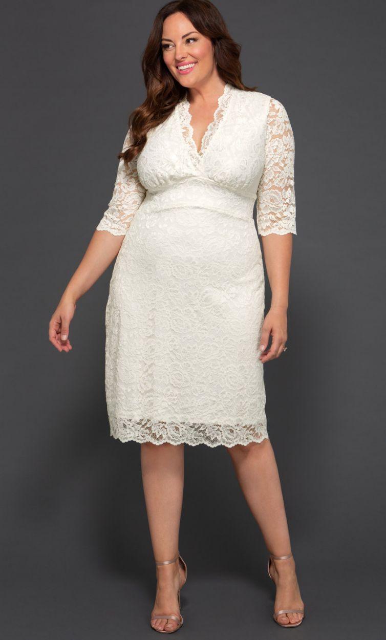 Kiyonna Luxe Lace Wedding Short Dress - The Dress Outlet Kiyonna