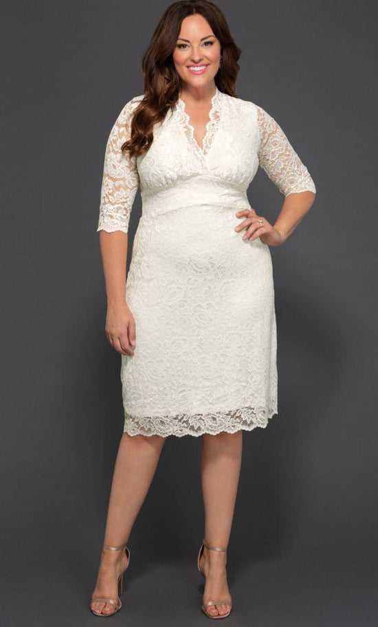 White Luxe Lace Wedding Short Dress for $218.0 – The Dress Outlet
