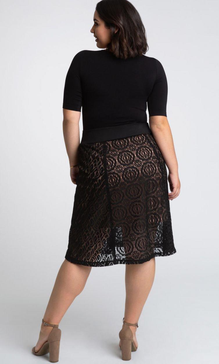 Kiyonna Muse Lace Midi Skirt Short Dress - The Dress Outlet Kiyonna