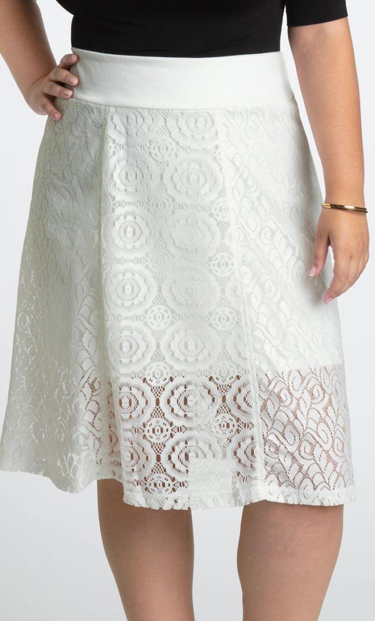 Kiyonna Muse Lace Midi Skirt Short Dress - The Dress Outlet Kiyonna