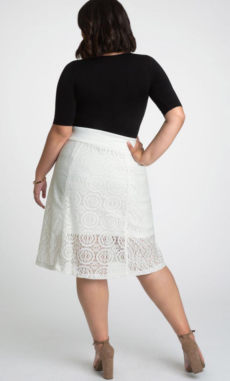 Kiyonna Muse Lace Midi Skirt Short Dress - The Dress Outlet Kiyonna