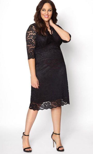 Black/Nude Scalloped Boudoir Lace Short Dress for $148.0, – The Dress Outlet