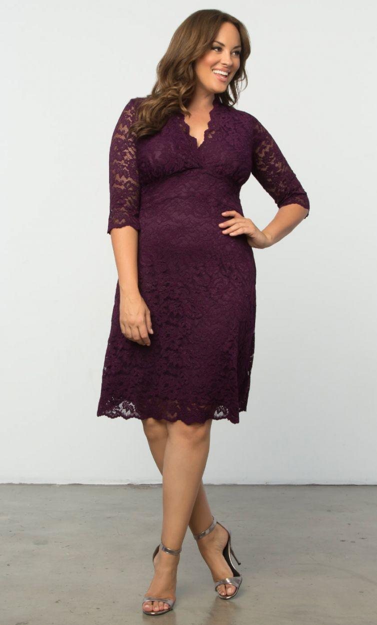 Kiyonna Scalloped Boudoir Lace Short Dress - The Dress Outlet Kiyonna