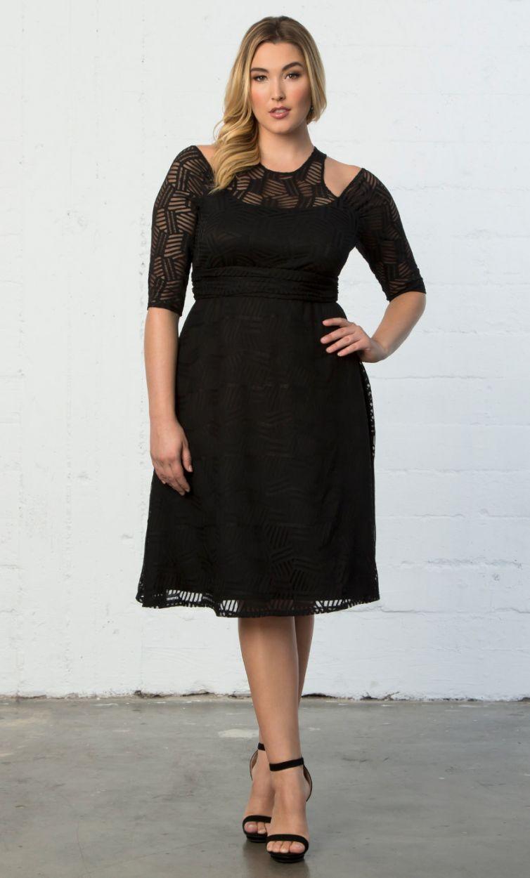 Kiyonna Short Lace Dress Formal Dress Plus Size - The Dress Outlet Kiyonna