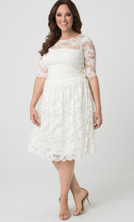 Ivory Short Lace Weddning Dress Cocktail for $198.0 – The Dress Outlet