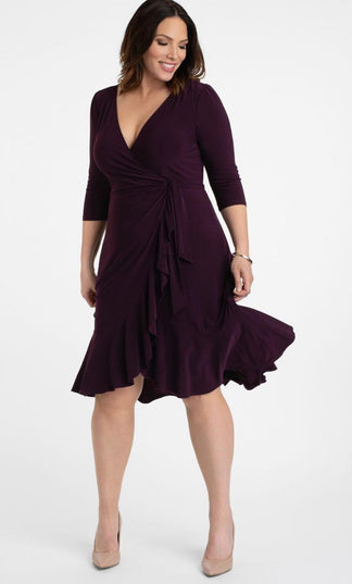Black Short Plus Size Wrap Dress for $98.0 – The Dress Outlet