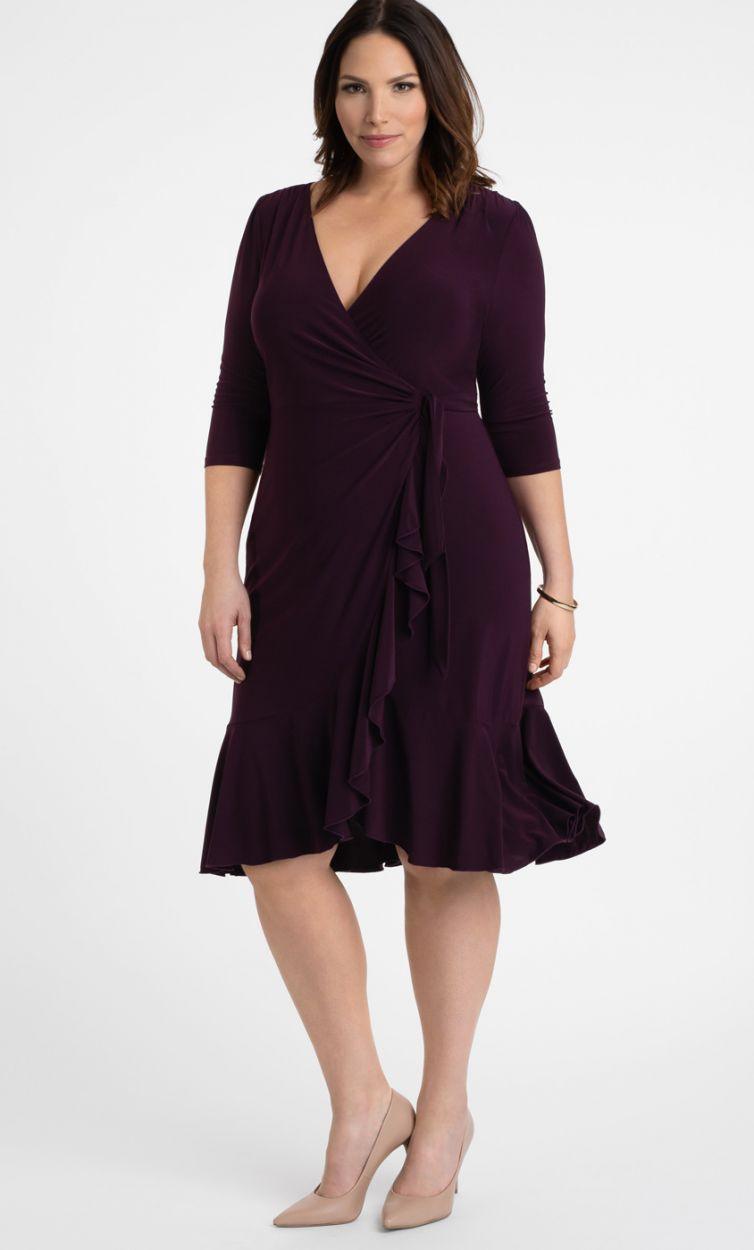 Kiyonna Short Plus Size Wrap Dress - The Dress Outlet Kiyonna