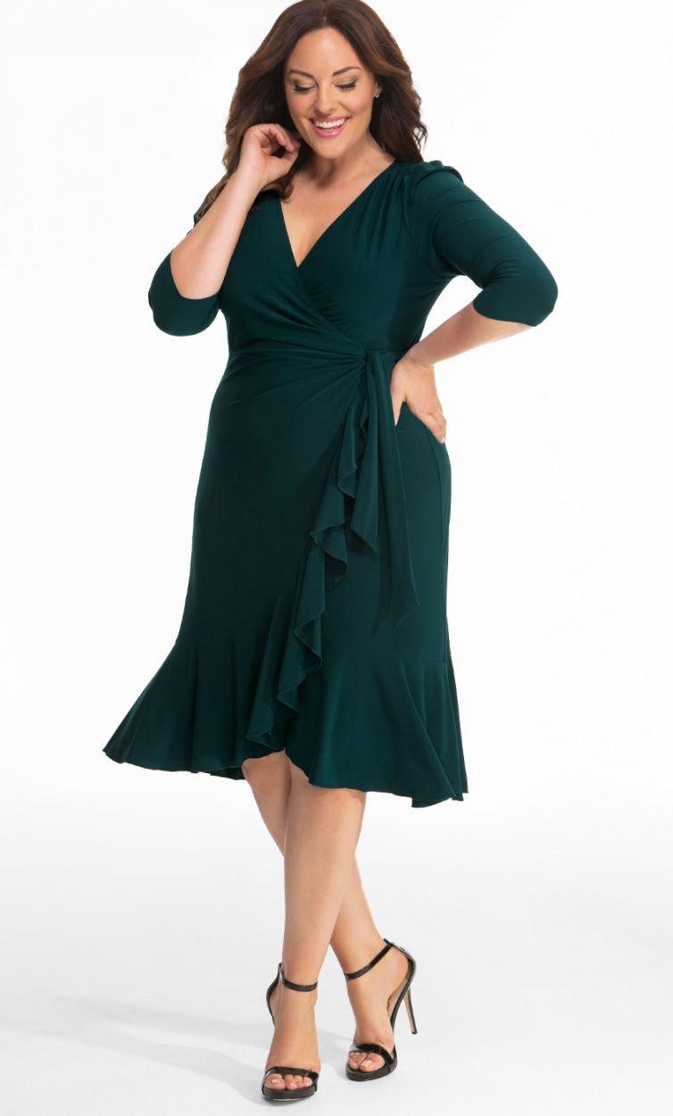 Kiyonna Short Plus Size Wrap Dress - The Dress Outlet Kiyonna