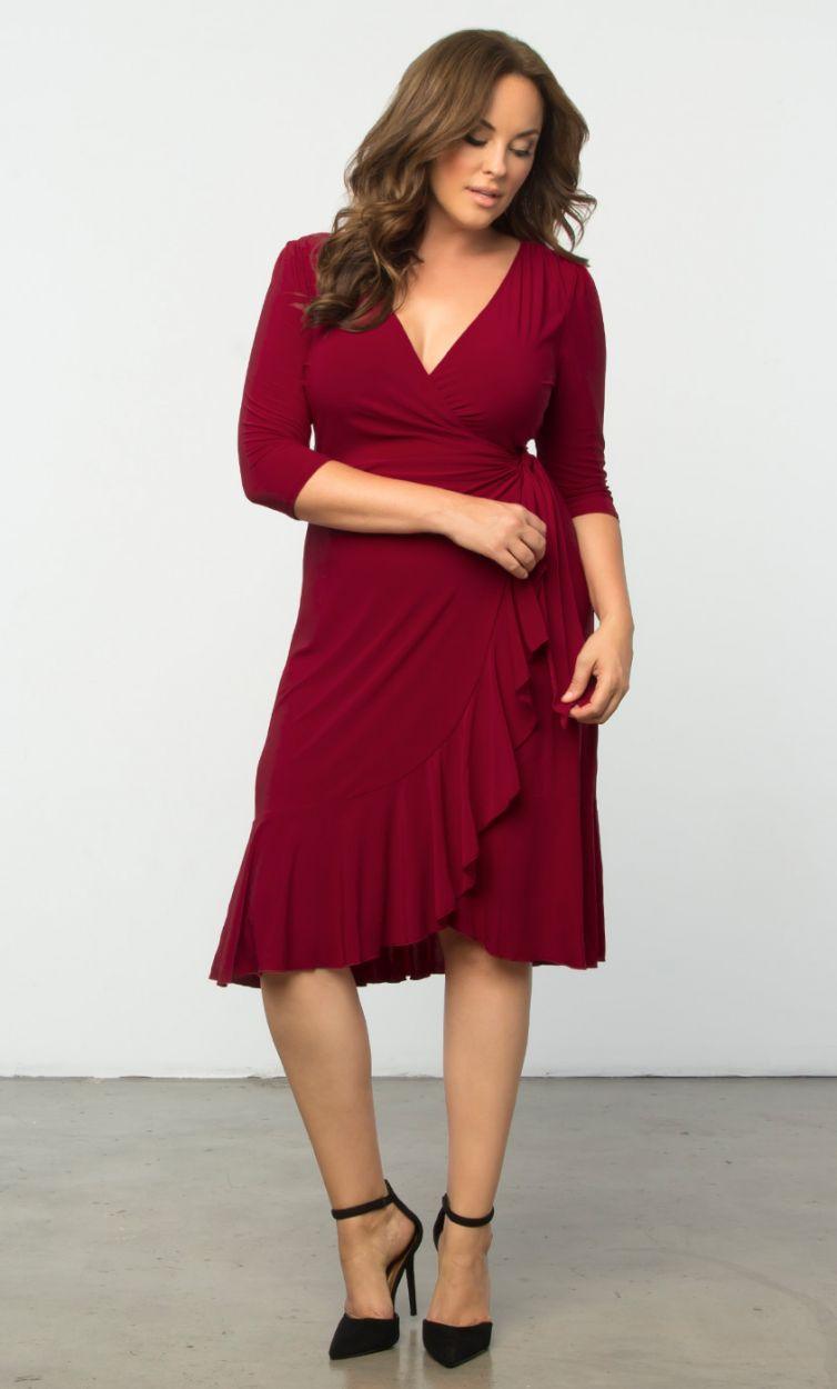 Kiyonna Short Plus Size Wrap Dress - The Dress Outlet Kiyonna