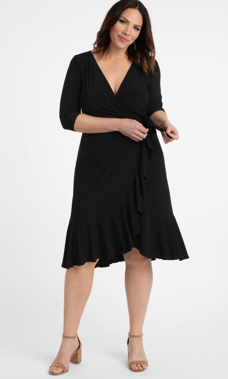 Kiyonna Short Plus Size Wrap Dress - The Dress Outlet Kiyonna