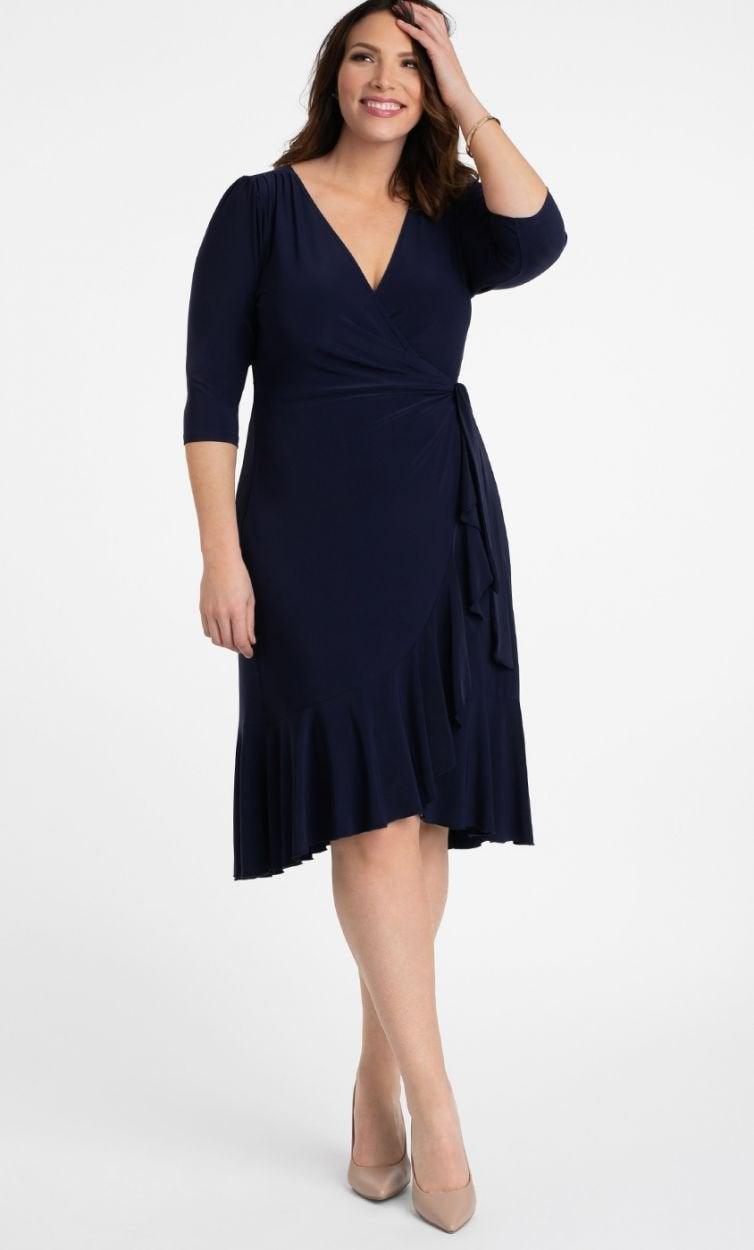 Kiyonna Short Plus Size Wrap Dress - The Dress Outlet Kiyonna