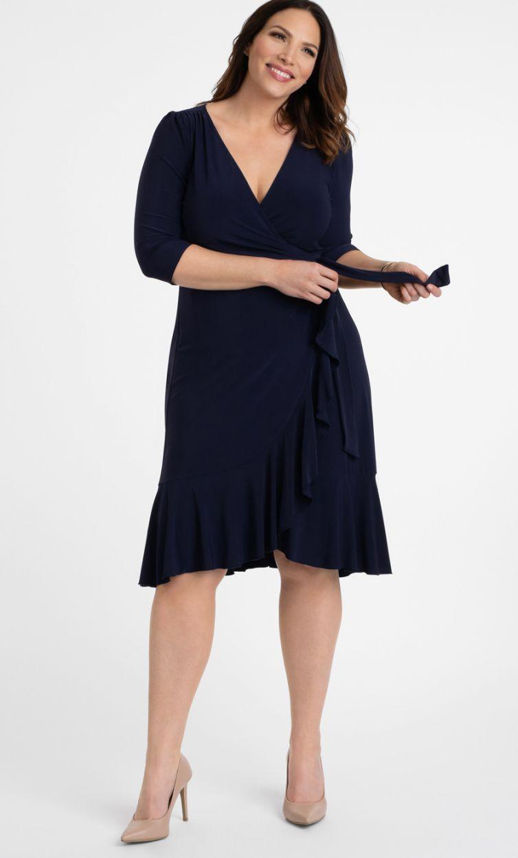 Kiyonna Short Plus Size Wrap Dress - The Dress Outlet Kiyonna